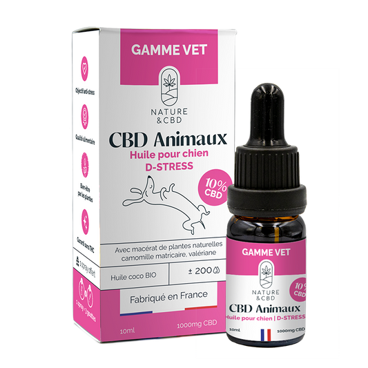 🐶 Huile CBD 10% D-Stress – Pour Chiens